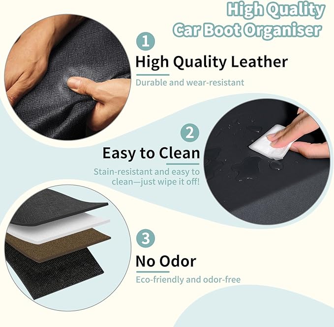 Car Trunk Organizer, Leather Trunk Organizer for Suv with Lid and Push-pull Handle Car Trunk Leather Storage Box Extra Large Ca