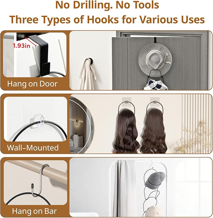 LINFIDITE 10 Pack Hat Rack Hanger Holder Organizer Closet Hanging Baseball Cap Display Storage Rack for Scarves Handbags Towe