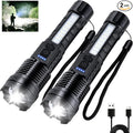 Rechargeable Flashlight 980,000L High Lumens 2 Pack, Led Tactical Flash Light, Super Bright Flashlights with 7 Modes, USB C C