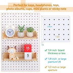 Marsui 2 Pcs Wooden Pegboard Shelf with Acrylic 12.2 x 3.94 Inch Wood Display Shelves Brackets with Metal Hooks Heavy Duty Pe
