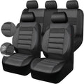 CAR PASS Leather 3D Foam Back Support Car Seat Covers Full Set Air Mesh Automotive Seat Covers, All Season Car Seat Cover Fit