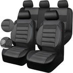 CAR PASS Leather 3D Foam Back Support Car Seat Covers Full Set Air Mesh Automotive Seat Covers, All Season Car Seat Cover Fit