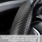 Mandark 3PCS Carbon Fiber Car Steering Wheel Cover, Anti-Skid Leather Vehicle Segmented Steer Wheel Protector, Auto Interior 