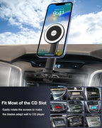 woleyi for MagSafe Car Mount CD Slot【20 Strong Magnets】Height Adjustable Magnetic Phone Holder CD Player, Cell Phone Holders for Your Car for iPhone 17 Pro Max 16 15 14 13 12 Air Plus, All Smartphones