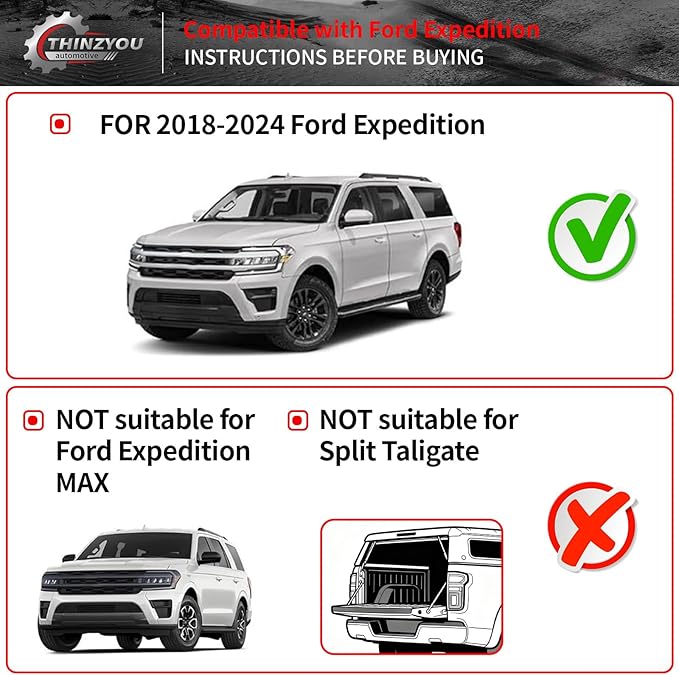 Floor Mats Compatible with 2018-2024 Ford Expedition (Not for Max Models) Cargo Mat Cargo Liner TPE 2023 Expedition 7 Seats Accessories (Trunk Mat+Backrest Mats+Floor Mats)