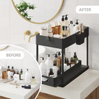 Under Sink Organizers and Storage, Bathroom Cabinet Organizer, Sink Shelf with Utility Hooks and Side Caddy for Under Cabinet