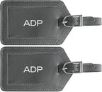 Personalized Monogrammed Leather Luggage Tags - 2 Pack