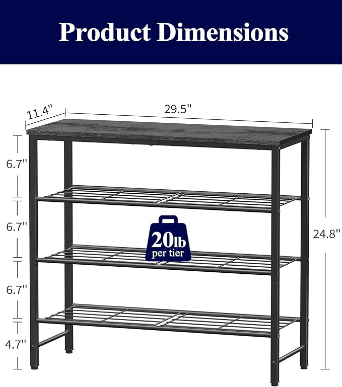 Kitsure Shoe Rack for Closet, Shoe Organizer with Leveling Feet, Sturdy & Rust-Proof Shoe Storage for Entryway, Bedroom, Livi