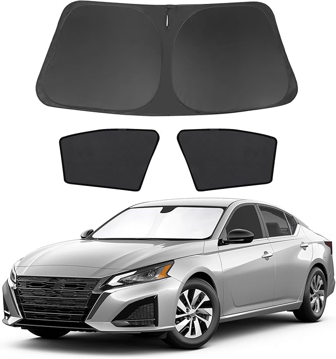 3PCS Car Window Shades Front Windshield Sun Shade Foldable Window Shade Custom Fit for Nissan Altima 2019-2024 Accessories Car Shades for Front Windows Anti-UV Rays Block Heat