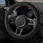 Suede Steering Wheel Cover with Upgraded Silicone Inner Ring, Breathable, Anti-Slip, Leather Universal 14.5 to 15 Inch Steeri