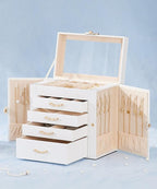 Enthralite Jewelry Box with 4 Drawers: Display Organizer for Earrings Necklaces - Christmas Gifts for Girls Women (White)
