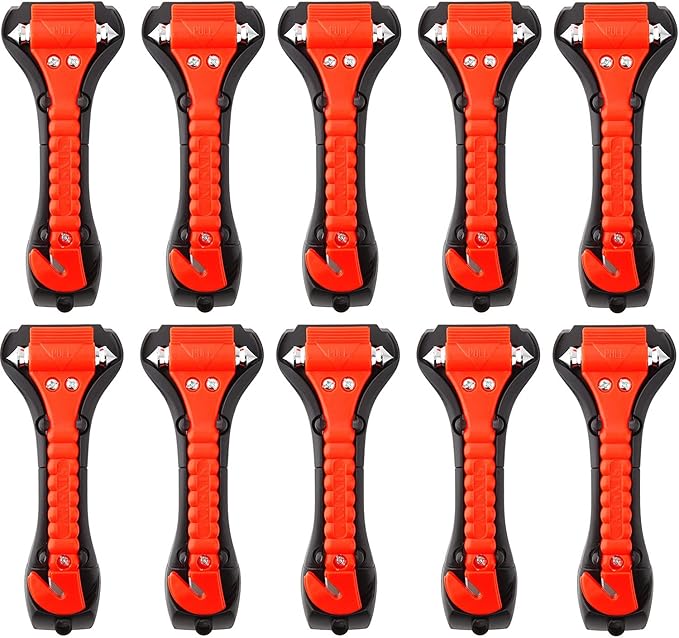 10 PCS Car Safety Hammer Emergency Escape Tool Auto Car Window Glass Hammer Breaker and Seat Belt Cutter Escape 2-in-1 for Fa