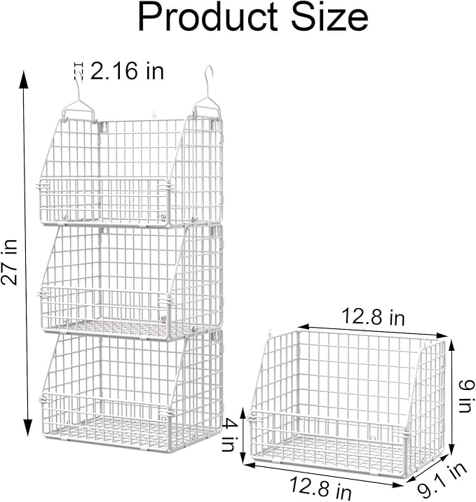 PUPPYCUTE Hanging Closet Organizer and Storage, Clothes Hanging Shelves Wire Baskets for Clothing Sweaters Purse Handbags Sho