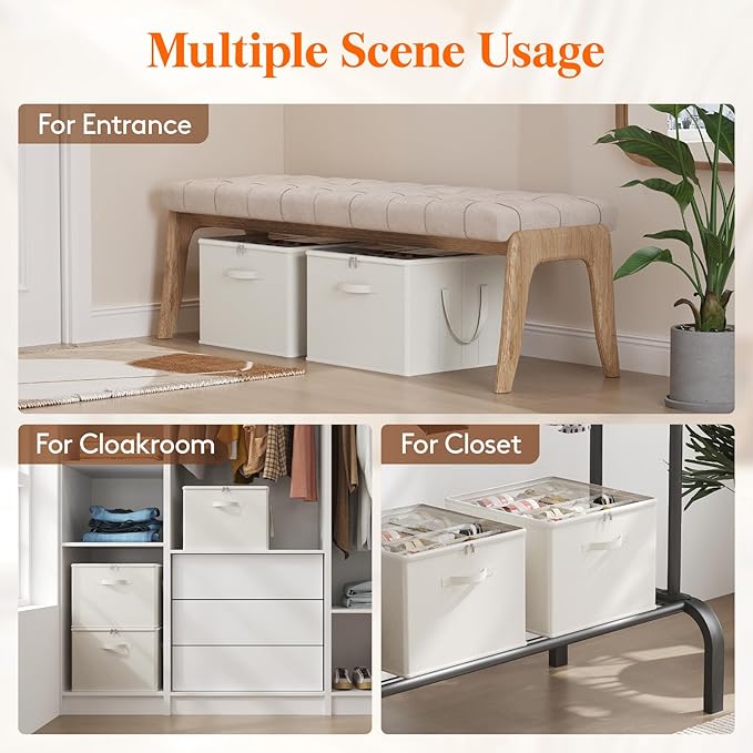 Lifewit Shoe Storage Organizer for Closet, Fabric Large Shoe Box Storage Containers with Clear Cover, Foldable Bins for Boots