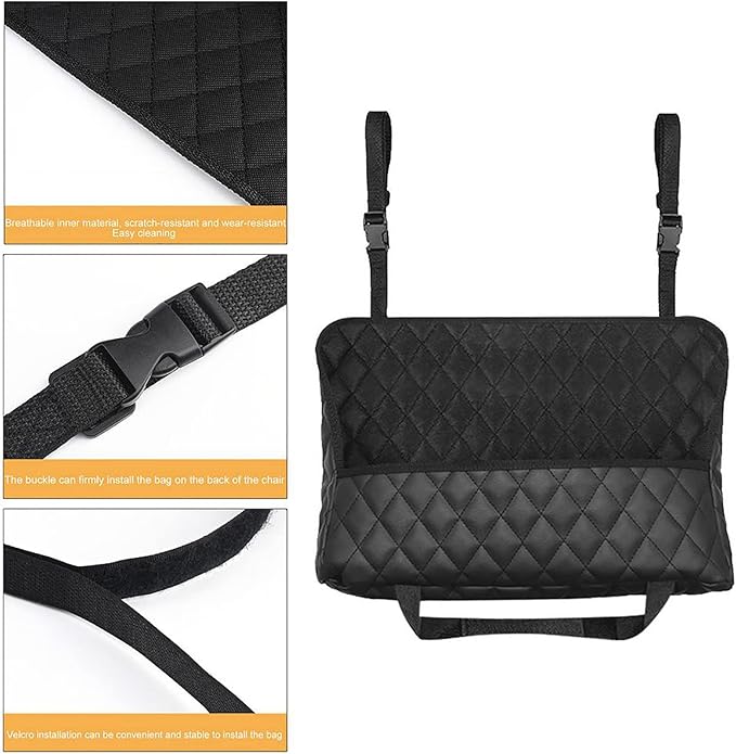 Car Purse Holder - Durable Leather Seat Back Organizer with Handbag Holder, Front Seat Storage Barrier, Backseat Pet & Kids Driver Storage Netting Pouch