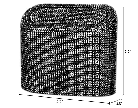 Sparkly Car Trash Car,Hanging Garbage Can with Lid Bling Rhinestone Trash Bin,Litter Container for Vehicle,Office,Home (Black)