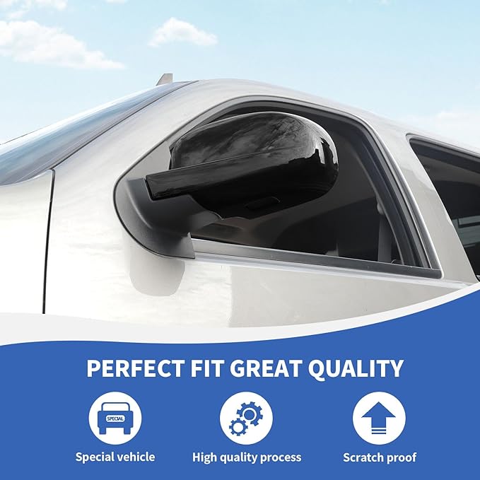 RAZPOY Rearview Mirror Cover Side Mirror Shell Trim Compatible with Chevy Silverado & Suburban & Tahoe & GMC-Yukon & GMC-Sierra & Cadillac Escalade 2007-2013, Black