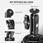 NEEWER 6" Suction Cup Camera Mount Compatible with GoPro, Metal Car Windshield Dash Ball Head Magic Arm with Action Cam Adapter Cleaning Cloth for DSLR Phone Holder, for POV Video Recording, CA013