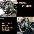 PINCTROT Race Grip Steering Wheel Cover, Anti Slip Silicone Perforated Design with Soft Touch Padding, Enhanced Grip for Sporty Driving, Universal 14.5-15 Inch (Racing Green)