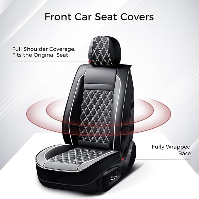 Huidasource Seat Cover 5 Layers, Car Seat Covers Full Set Faux Leather, Seat Covers for SUV, Side Open Design Airbag Pops Out