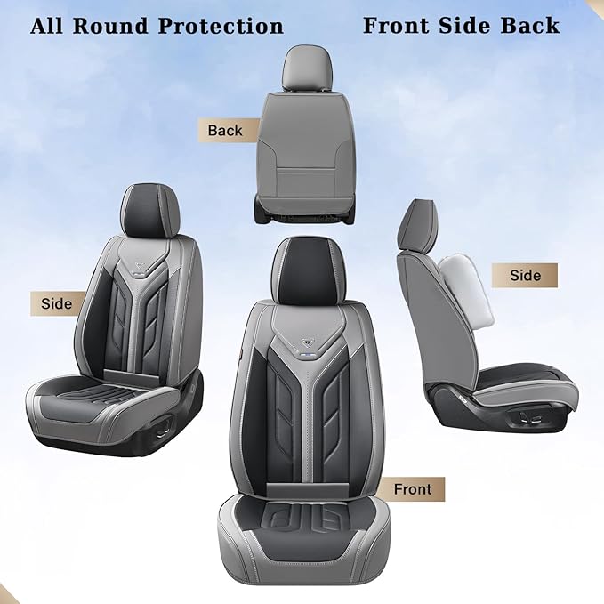 Coverado Car Seat Covers Full Set, Automotive Seat Covers Car Seat Protector Car Seat Cushion, Waterproof Leather Seat Covers