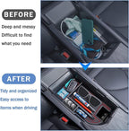 TOPINSTALL Red Center Console Organizer Compatible with 2018-2023 2024 Toyota Camry XLE XSE and 2020-2024 Camry LE SE with Dual USB Ports, Interior Accessories Armrest Tray Insert (Not for 2025)
