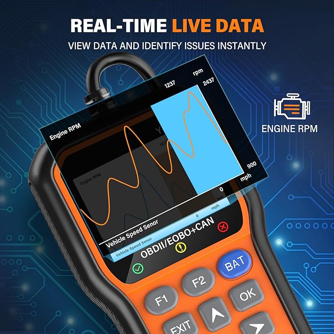 BluSon YM319 OBD2 Scanner Diagnostic Tool with Battery Tester, Check Engine Fault Code Reader with Live Data, Cloud Printing,