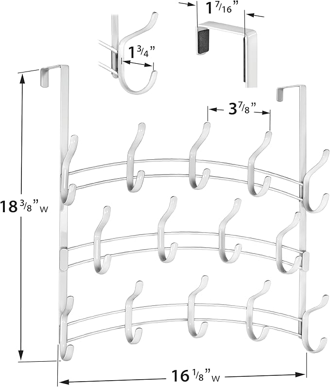 LYNK Professional® Home™ Over Door Hooks Rack - 28 Hook Over Door Hanger - Over Door Towel Rack - Hanging Towels or Clothes -