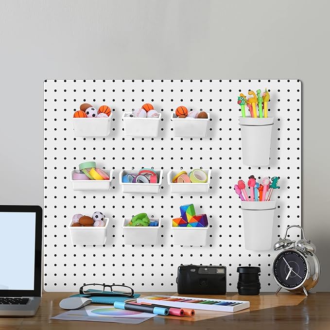 Yookeer 20 Pcs Pegboard Bins and Cups with Hooks and Loops Peg Assortment Organizer Accessories Various Tool Organizer Pegboa