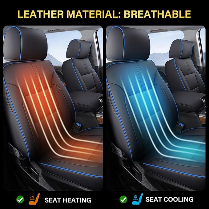 Coverado Chevy Silverado Seat Covers Full Set, Faux Leather Car Seat Covers Fit for 2014-2018 1500, 2015-2019 2500HD 3500HD C