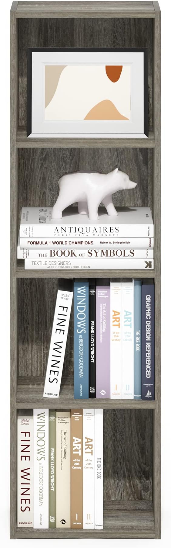 Furinno PASIR Book Shelf, 4-Tier Modern Bookshelf, Open Shelves Bookcase 9 x 12 x 42, Easy Assembly, for Living Room, Bedroom