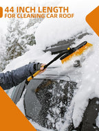 44" Snow Brush and Ice Scraper for Car Windshield, Extendable Snow Brush 360° Rotating Snow Removal Tool with Comfortable Foam Grip for Truck Vehicle Automobile Car (Yellow)