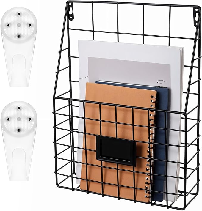 1 Pc Storage Racks, Metal Wire Wall Mounted Magazine Holder, Wall Hanging Organizer holder for Mail Files, Newspapers, Magazi
