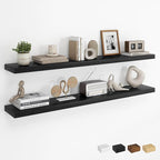 Dreamland 48Inch Floating Shelves for Wall, Rustic Wooden Black Floating Shelves for Living Room, Kitchen, Farmhouse, Deep Wa