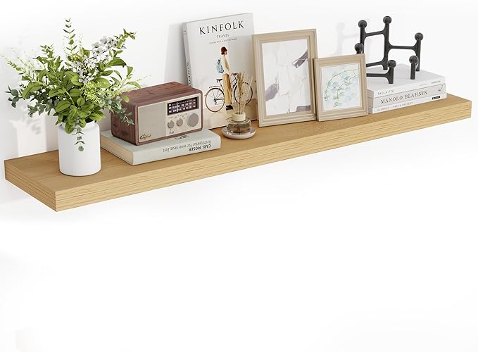 48 Inch Floating Shelves, 3D Textured Wood Grain, 48"x9.25"x1.5" Inch Deep Floating Shelves for Wall, Wooden Shelves for Bath