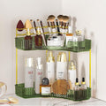 SUNZOS Bathroom Counter Organizer, Corner Vanity Cosmetic Storage with Makeup Brush Holder, Countertop Organizers for Dresser