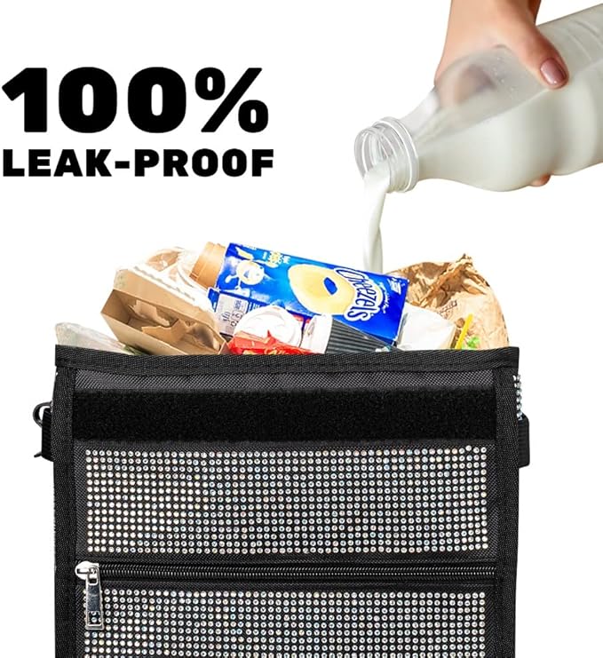 Ovege Car Trash Can Bling Accessories Interior Garbage Can with Lid Waterproof for Cars SUV (Large, 3 gallons)