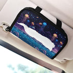 Car Tissue Holder Car Visor Organizer Tissue Box Holder for Car Sun Visor Organizer with Car Vehicle Accessories Essentials Interior for Women Men Purple Jellyfish Clownfish Dolphin