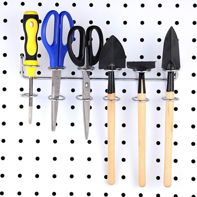 Ripeng 4 Pieces Pegboard Screwdriver Holders Peg Board Organizer Accessories Multi Ring Tool Holders Six Tool Organizer Racks