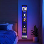 7 Tier Wall Shelves with RGB, Lack Wall Shelf Unit, Vertical Shelf with Remonte Control,Black Shelves