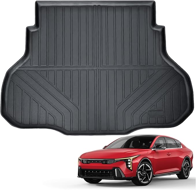 Auxko All Weather Cargo Liner Fit for Kia K4 Sedan 2025 TPE Mat Accessories for Kia K4 Sedan 2025 All Season Guard Odorless Anti-Slip Cargo Mat Black
