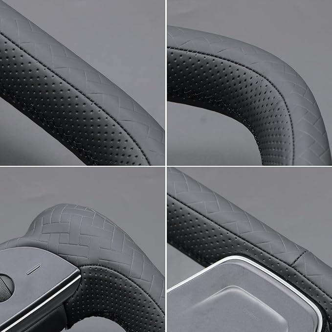 MEWANT Hand Stitched Tesla Model S Yoke Steering Wheel Cover Wrap for Tesla Model S 2021-2023 / Model X 2021-2023 Tesla Yoke Steering Wheel Accessories(3D Style)