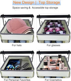 2 Pack Large-Sized Hanging Shoe Organizer 10-Shelf, Sturdy Hanging Closet Organizer with 8 Side Pockets, Wider Hanging Shelve
