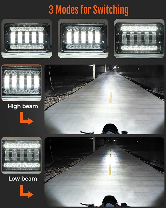 LED Headlight Light Bar Kit with Mounting Bracket for Suzuki DR650S DR650SE DRZ400 DRZ400S DRZ400SM - 4800LM High/Low Beam, 6