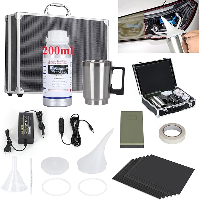 ROYWOO Headlight Repair Kit,Automobile Headlight Restoration Kits with 200ML Repair Liquid,Car Headlight Polish Repair Tool f