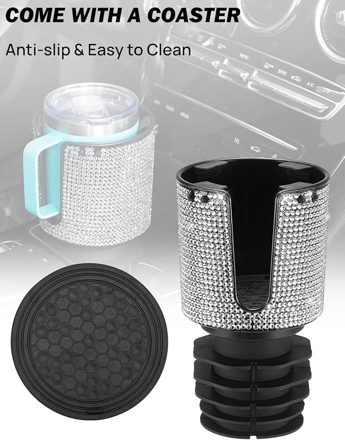 JOYTUTUS Upgraded Car Cup Holder Expander with Offset Base, Fit for YETI, Hydro Flask, Large Cup Holder Expander for Car Hold