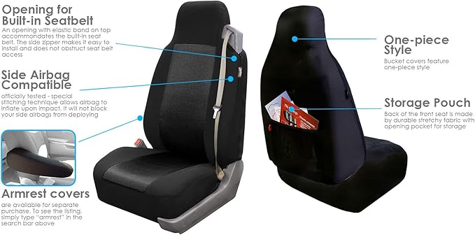FH Group Car Seat Cover Rear Set Striking Striped Car Seat Covers with Rear Split Bench, Universal Fit Interior Accessories f