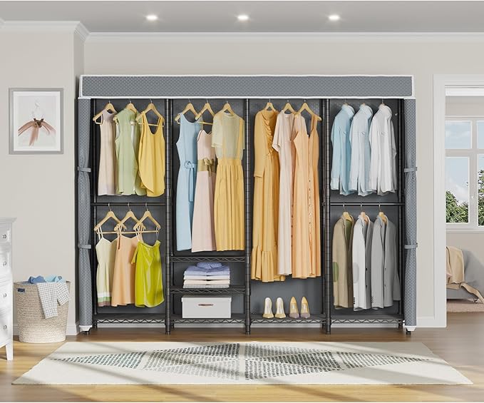VIPEK V40C Covered Clothes Rack Heavy Duty Clothing Rack with Cover, Custom Freestanding Closet Portable Wardrobe Closet for 