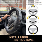 PINCTROT D Shaped Race Grip Steering Wheel Cover, Anti Slip Silicone Perforated Design with Soft Touch Padding, Enhanced Grip for Sporty Driving Flat Bottom 14.5-15 Inch (Racing Black)