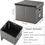 Huolewa Portable Leather File Organizer Boxes with Lids, Office Document Boxes Organizer, Filing Boxes, Decorative Small File
